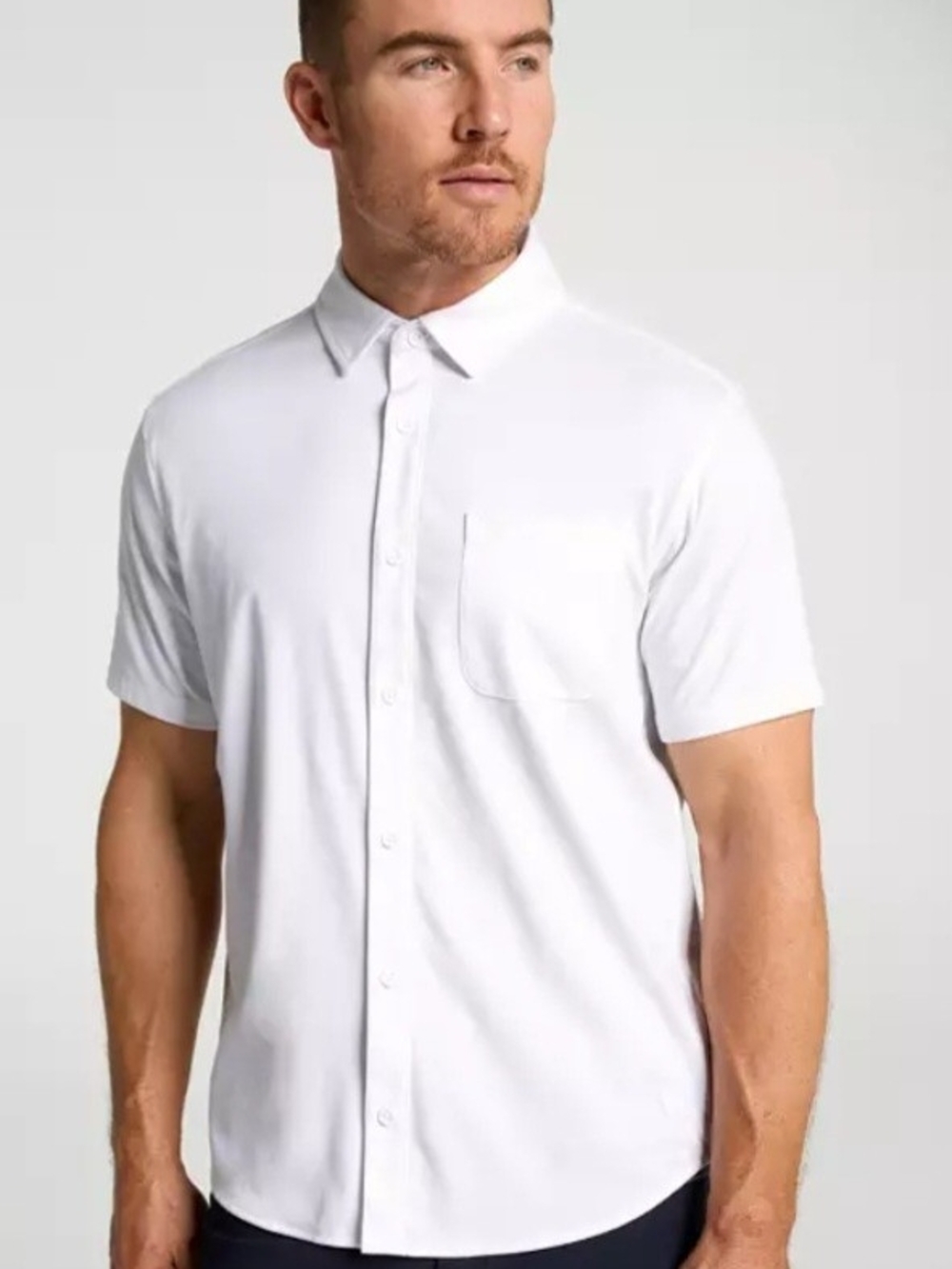 VRST Limitless Pique Mens Size Medium White Short-Sleeve Button-Down Shirt